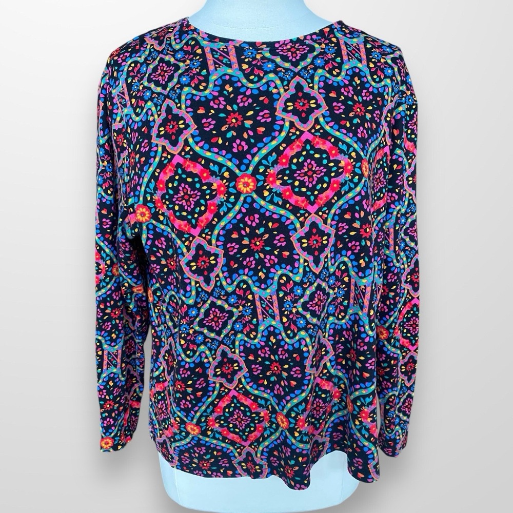 Croft & Barrow Classic Tee Petite XXL Long Sleeve Colorful Lightweight Casual